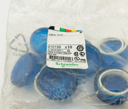 Bag of 10 New Telemecanique ZBW-936 Blue Lense Caps, 010155, ZBW936